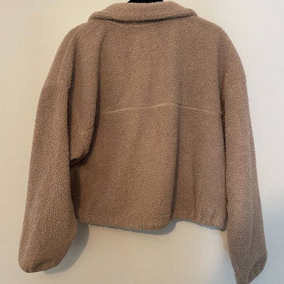 ABERCROMBIE & FITCH Beige Soft AF 1/4 Zip Pullover Crop Jacket Teddy - Medium - Picture 7 of 14